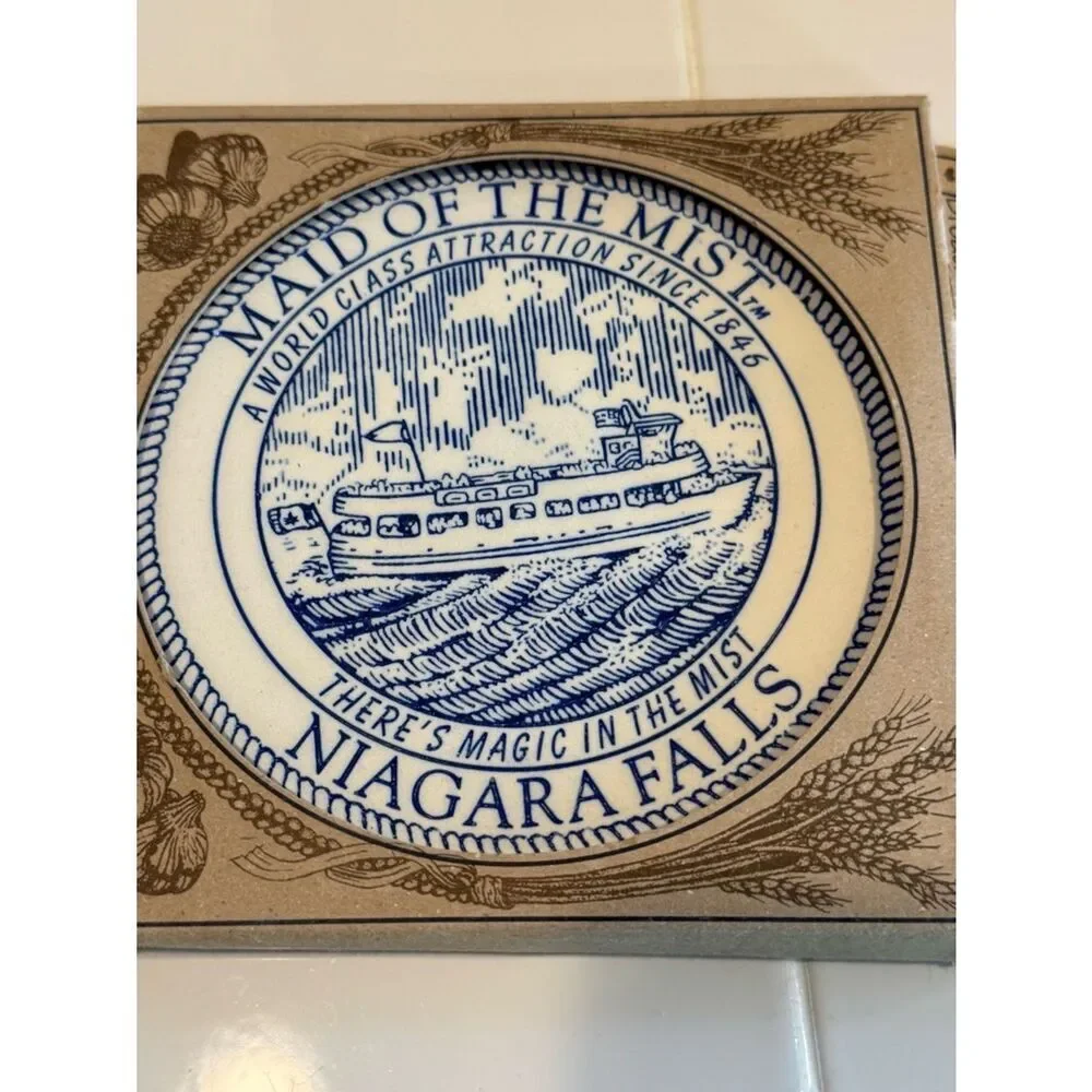 Vintage Niagara Falls Bread & Bun Warmer Porcelain Plate in Box Kitchen NWOT